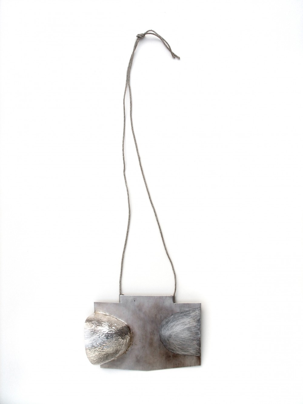 Neckpiece, silver, hempthread, 14 cm x 30 cm, Klara Brynge